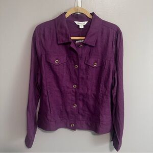 Coldwater Creek Large Linen Purple  Button Up Shirt Jacket